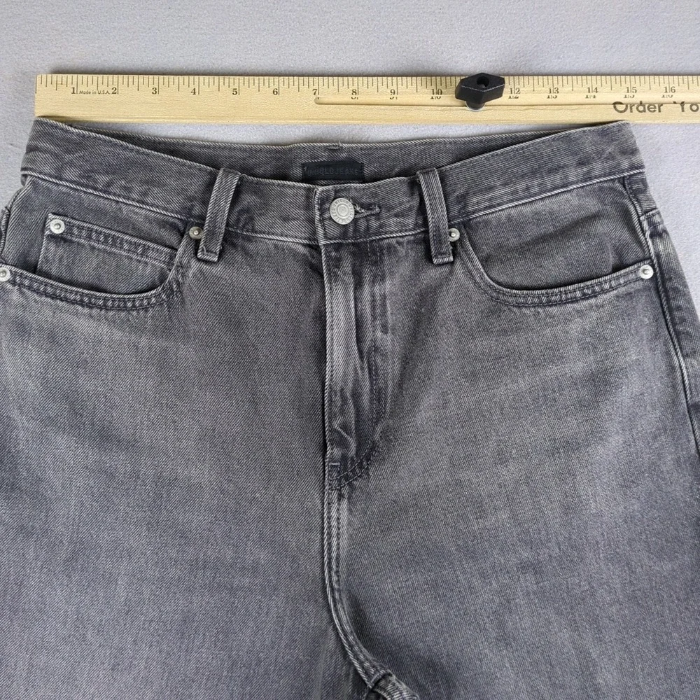 Uniqlo Wide Straight Jeans Womens 28x26 Gray Baggy Relaxed High Rise Grunge Y2K